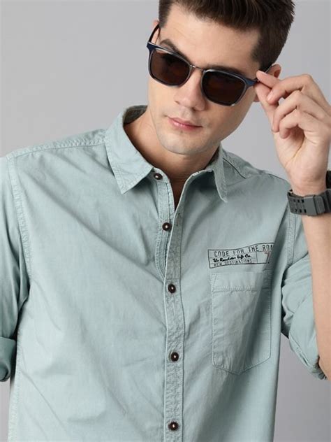 Roadster Men Blue Solid Pure Cotton Casual Shirt