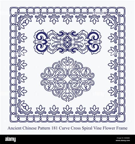 Ancient Chinese Pattern Of Curve Cross Spiral Vine Flower Frame Stock