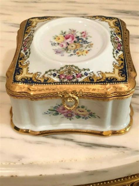 Limoges Trinket Box France Imperial Floral Hinged Marked Limoges