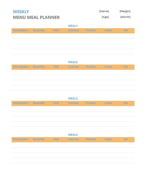 10 Free Meal Plan Templates Word Editable