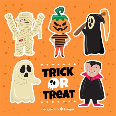 Colecci N De Personajes De Halloween Plana Vector Gratis