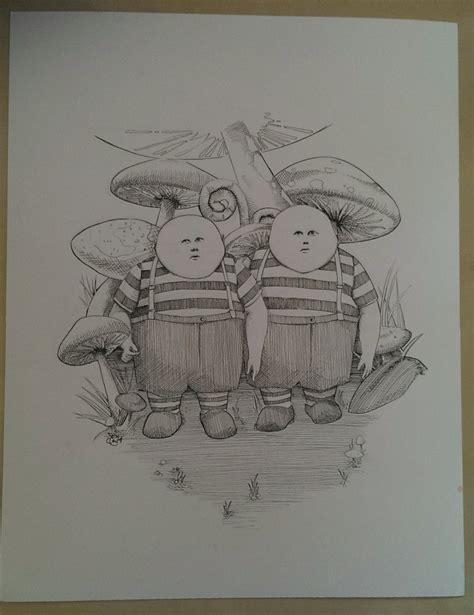 Tweedle Dee And Tweedle Dum Original Ink Drawing Etsy