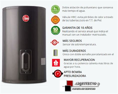 Termotanque Rheem Eléctrico 85 lts Colgar 220v