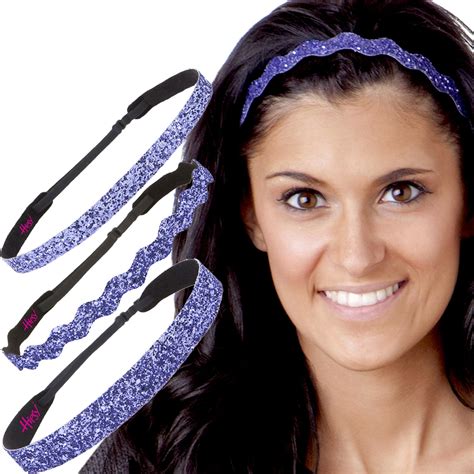 Hipsy Womens Adjustable No Slip Bling Glitter Headband 3 Pack Mixed