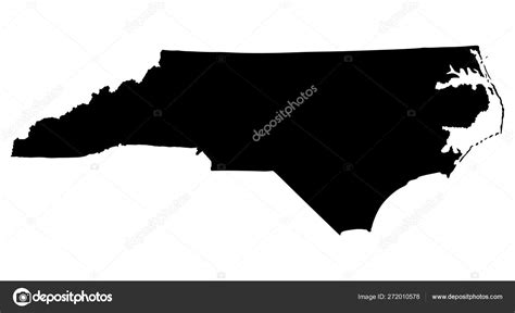 North Carolina State Vector Map Silhouette Isolated White Background