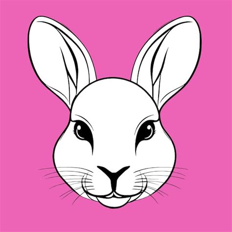 Cara Blanca De Un Lindo Conejo Sobre Un Fondo Rosa Logotipo De