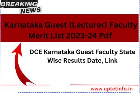 Karnataka Guest Lecturer Faculty Merit List 2023 24 Pdf DCE