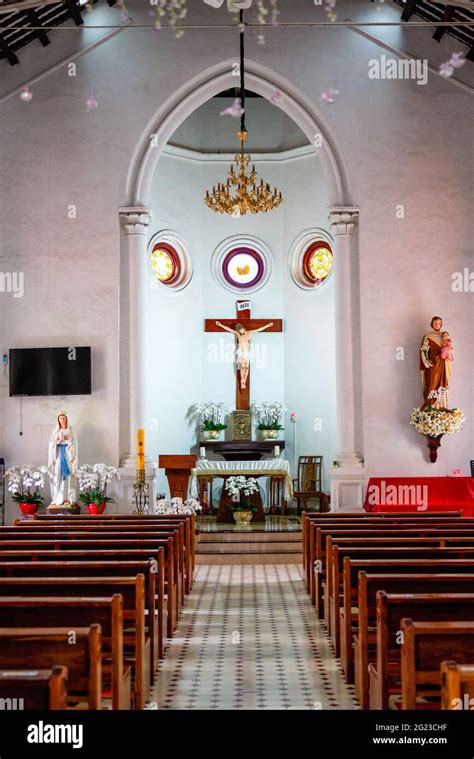 Interior view of the Christian church in Shamian, Guangzhou, China ...