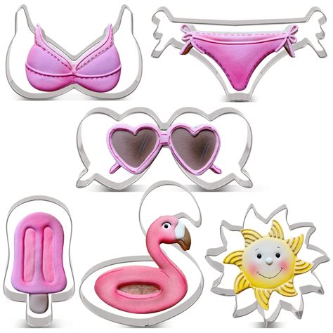 Buy Liliao Summer Beach Cookie Cutter Set 6 Piece Sun Flamingo Float Popsicle Heart