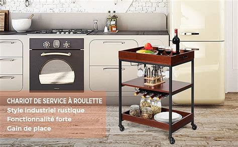 Costway Desserte De Cuisine Style Industriel Chariot De Rangement