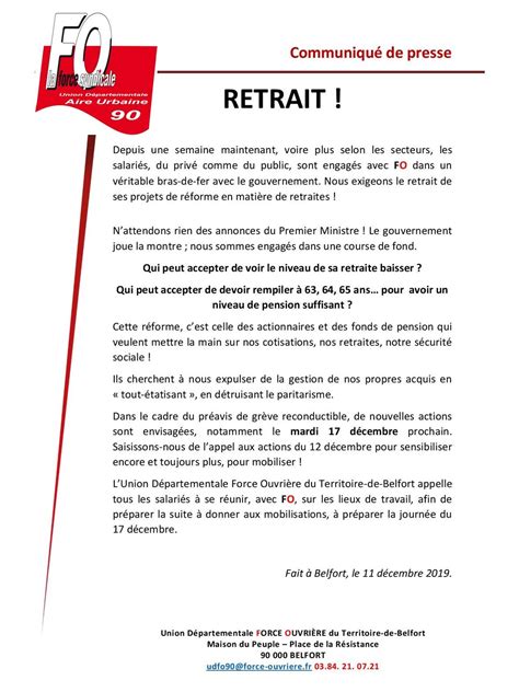 Réforme de notre système de retraite Union Départementale FO 90