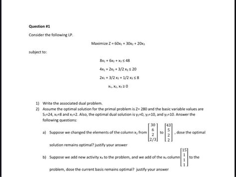 Solved Question 1 Consider The Following Lp Maximize Z