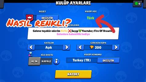 Nasıl Kulüp Isimleri Ve Kulüp Tanımları Nasıl Renkli Yapılır Brawl