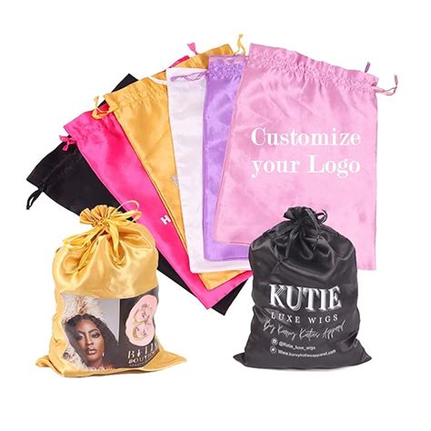 Custom Printed Wig Storage Satin Bags With Drawstring 20