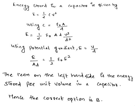 The Energy Stored In A Parallel Plate Capacitor Can Be Treated As The