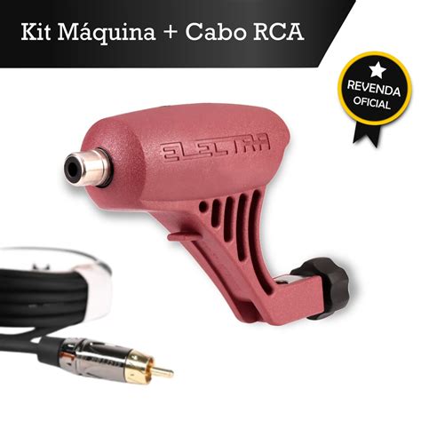 Kit De Tattoo Máquina Rotativa Electra Pop Bordô E Cabo Rca Electric