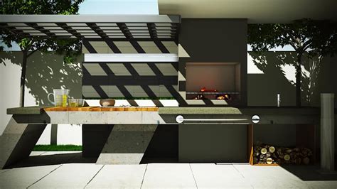 Asador Moderno Modulor Arquitectura Jardines Modernos Concreto Gris