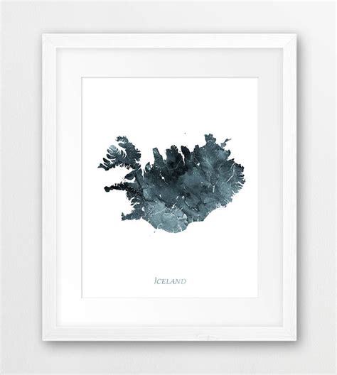 Iceland Map Print Iceland Watercolor Map Iceland Wall Art Iceland