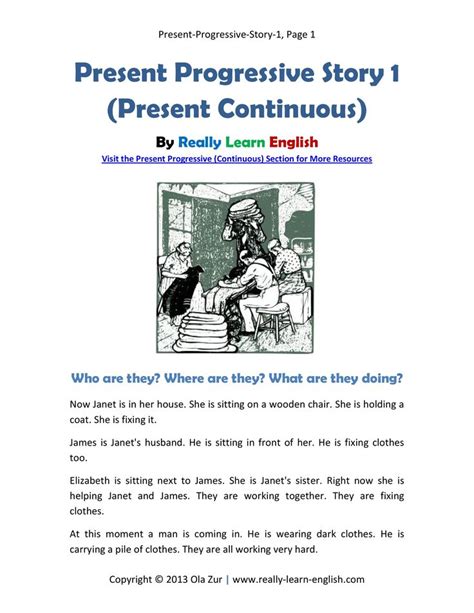 Free Printable Story And Exercises To Practice The Present Progressive