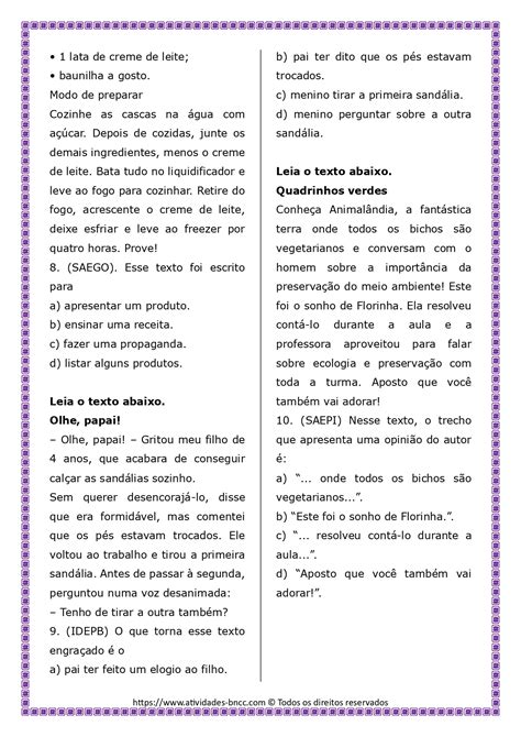 Atividade Saeb 5 Ano Portugues - 1º SIMULADO DE PORTUGUÊS – 4º E 5º ANO SAEB ~ Atividades Escolares