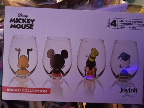 Joyjolt Disney Mickey Mouse Friends Squad Stemless Drinking Glasses