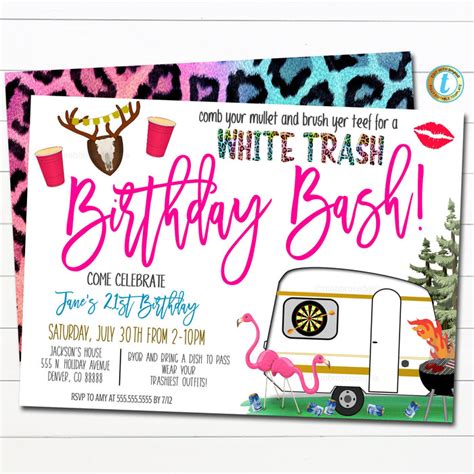 White Trash Bash Party Invitation Summer Redneck Hootenanny — Tidylady Printables