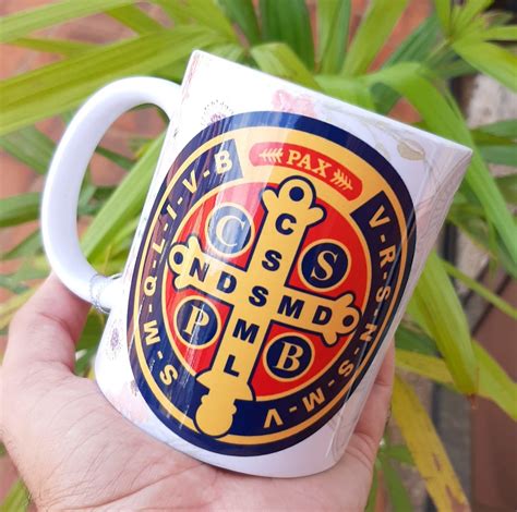 Caneca Medalha de São Bento Religiosa Católica Elo7