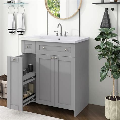 Amazon Merax Bathroom Vanity W Sink Gray Combo Stand Storage