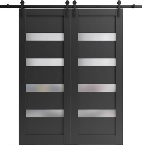 Sturdy Double Barn Door 72 X 84 Inches Quadro 4113 Matte Black