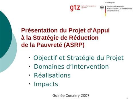 PPT 1 Présentation du Projet dAppui à la Stratégie de Réduction de la