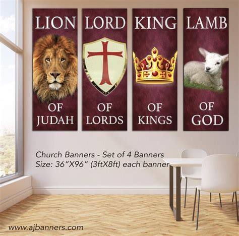 Church Sanctuary Banners Lion Of Judah Lamb Of God Lord Etsy