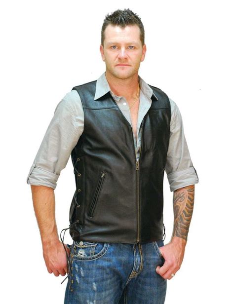 Triple Zip Long Leather Vest For Men Vm1370zl Jamin Leather™