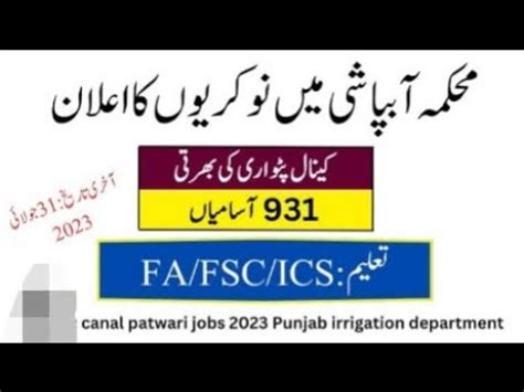 Canal Patwari Jobs Ppsc Vacancy Through Ppsc Youtube