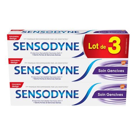 SENSODYNE Dentifrice soin gencives 3x75ml pas cher - Auchan.fr