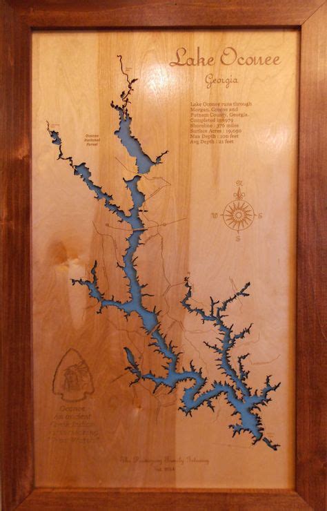 Framed Laser Cut Wood Lake Maps