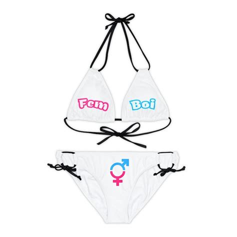 Fem Boi Symbol Femboy Strappy Bikini Set White Etsy