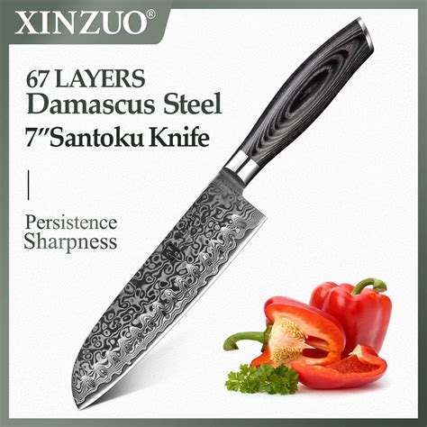 Xinzuo faca japonesa de chef de cozinha 7 pol santoku aço damasco