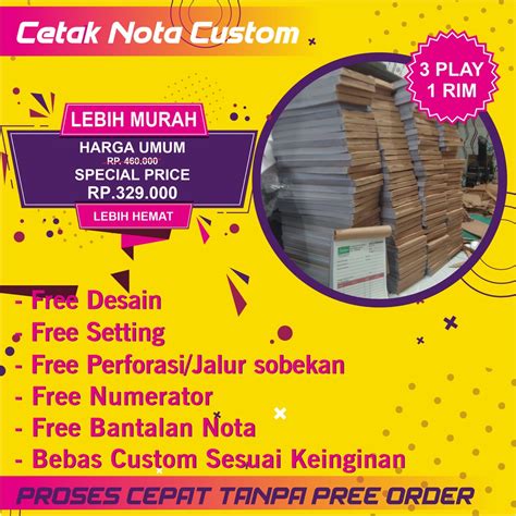 Jual Cetak Nota Custom Play Rim Rangkap Cetak Invoice Surat Jalan