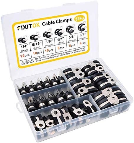 Ispinner Pcs Cable Clamps Assortment Kit Stainless Steel Rubber