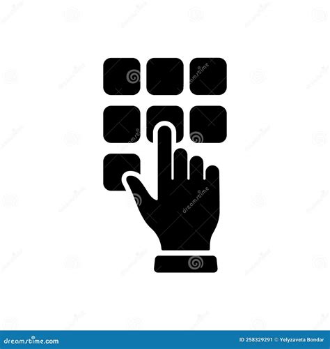 Entry Pin Code On Keyboard Silhouette Icon Hand Enter Password On Dial Keypad Glyph Pictogram