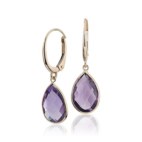 Amethyst Pear Drop Earrings In 14k Yellow Gold 12x8mm Blue Nile