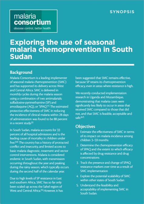 Malaria Consortium Exploring The Use Of Seasonal Malaria