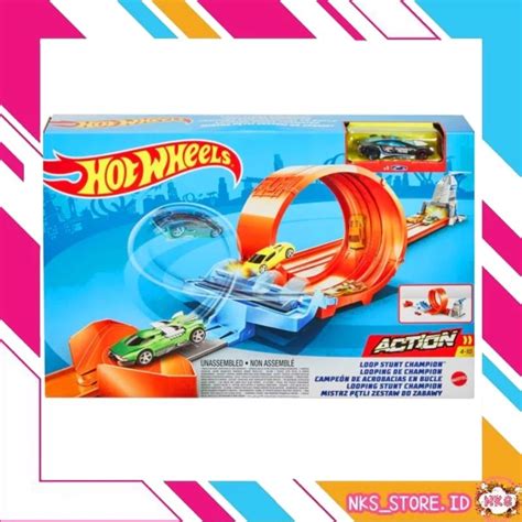 Jual Hot Wheels Action LOOP STUNT CHAMPION Track Set HotWheels Builder