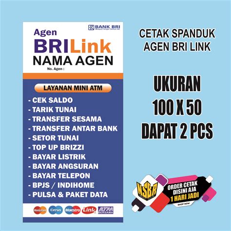 Spanduk Banner Agen Bri Link 100 X 50 Dapat 2 Lazada Indonesia