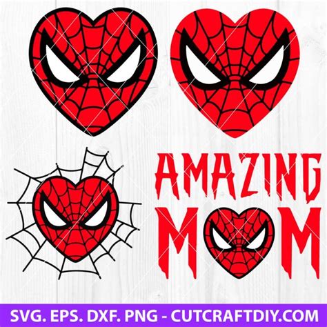 Spiderman Valentine SVG Spiderman SVG Heart SVG Mom SVG Love SVG