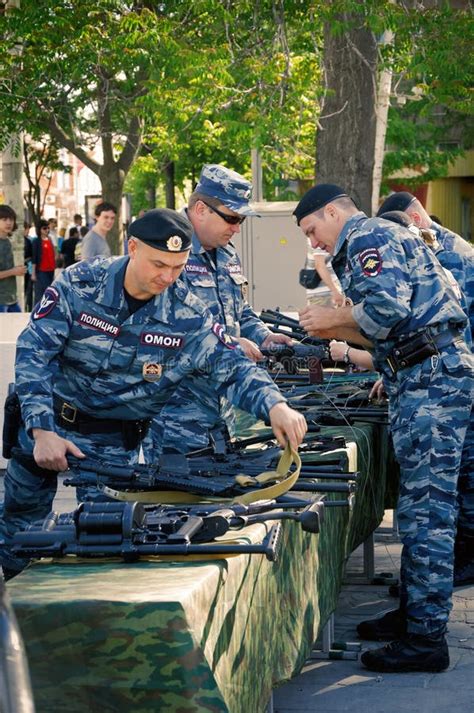 Two Omon Soldiers On Duty In A City Park Editorial Stock Photo Image