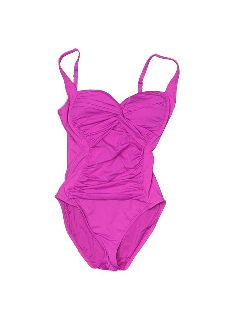 La Blanca Solid Pink Purple One Piece Swimsuit Size 7 54 Off Thredup