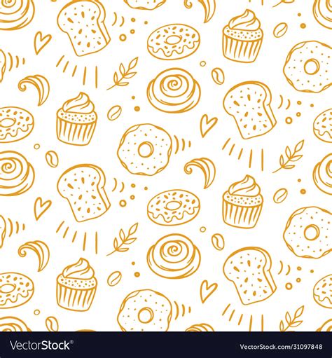 Pastry Sweet Bakery Seamless Pattern Royalty Free Vector