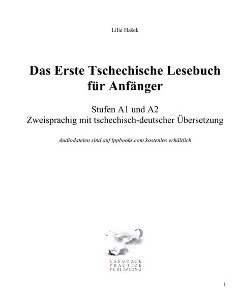 Pdf Das Erste Tschechische Lesebuch F R Anf Nger Lilie Ha Ek Das