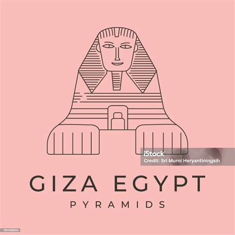 Great Sphinx Of Giza Logo Vector Line Art Symbol Illustration Design